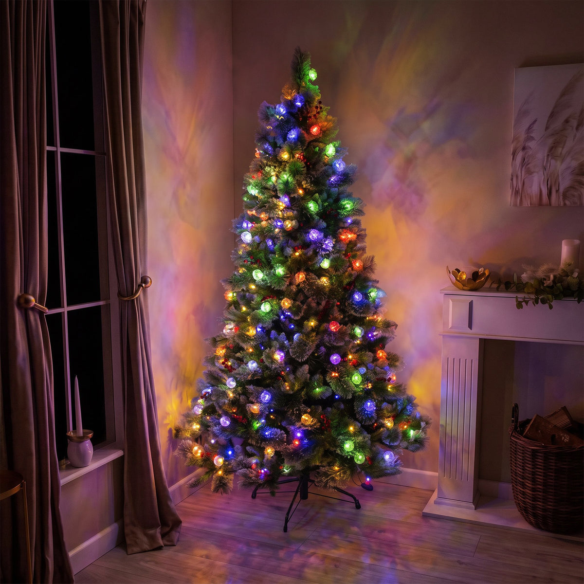 Beaumont Artificial Pre-Lit Frosty PVC Mixed Christmas Tree 6.5FT, 7.5FT