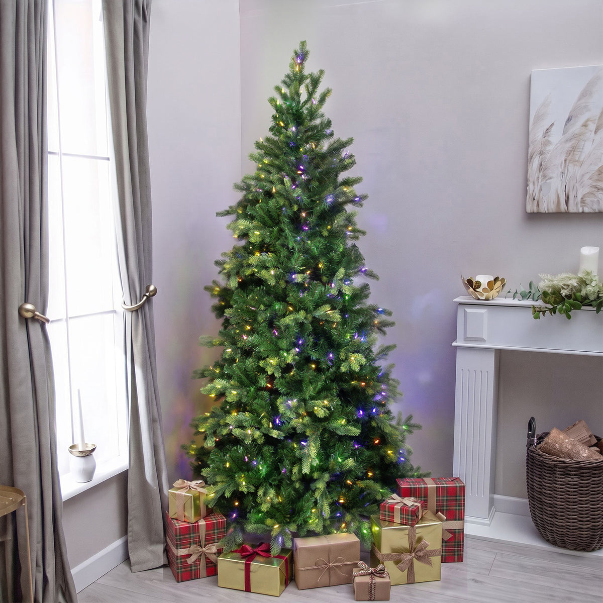 Warwick Artificial Pre-Lit Green PE/PVC Christmas Tree 6.5FT, 7.5FT