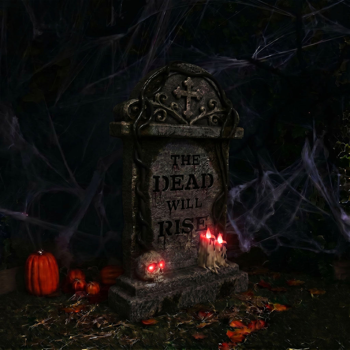Halloween 3ft Gravestone Ornament with Multicoloured LED Lights