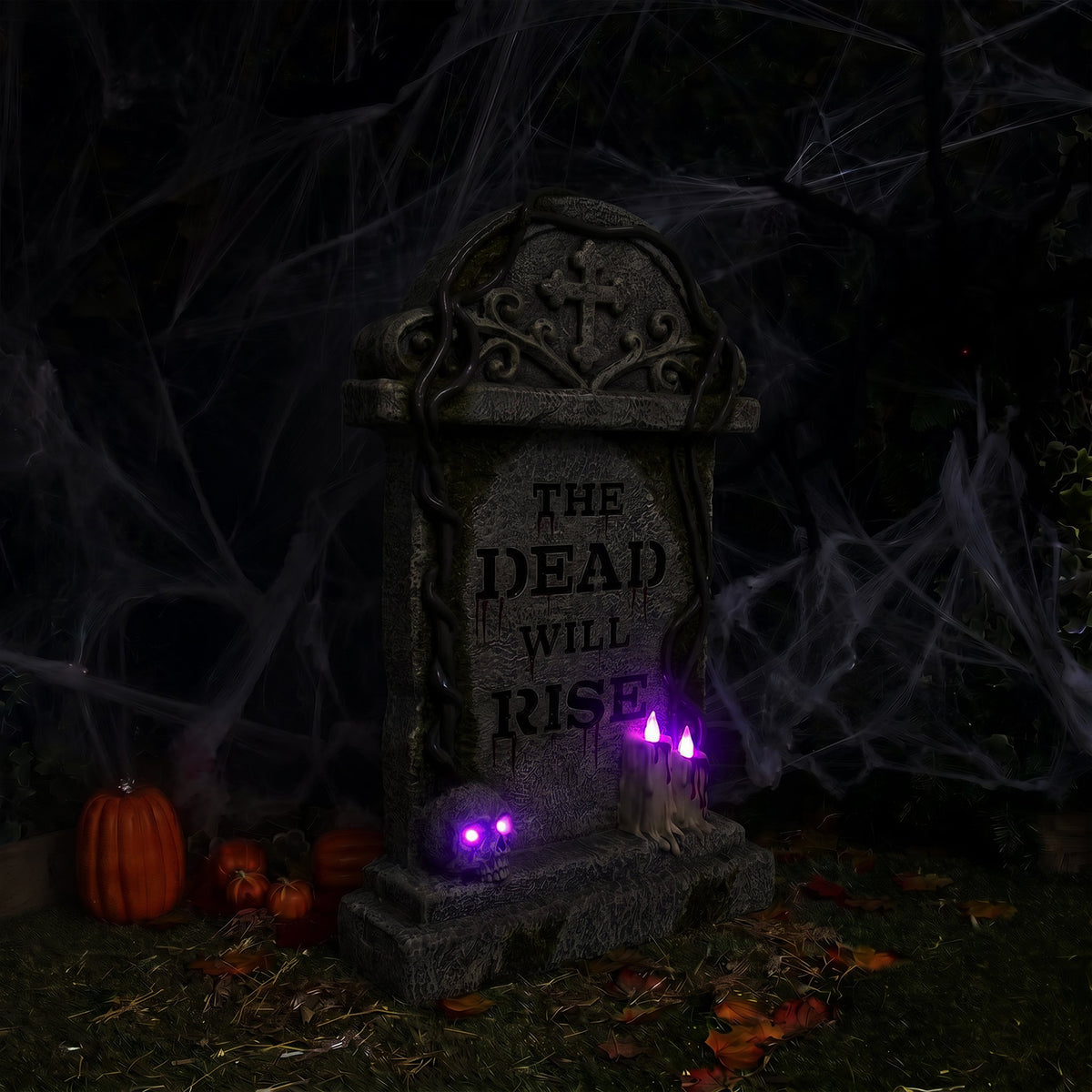 Halloween 3ft Gravestone Ornament with Multicoloured LED Lights