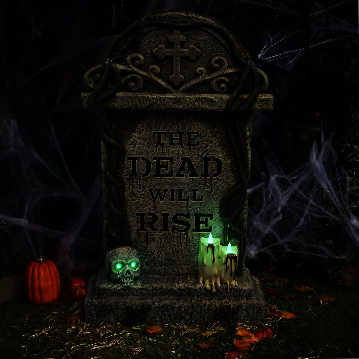 Halloween 3ft Gravestone Ornament with Multicoloured LED Lights