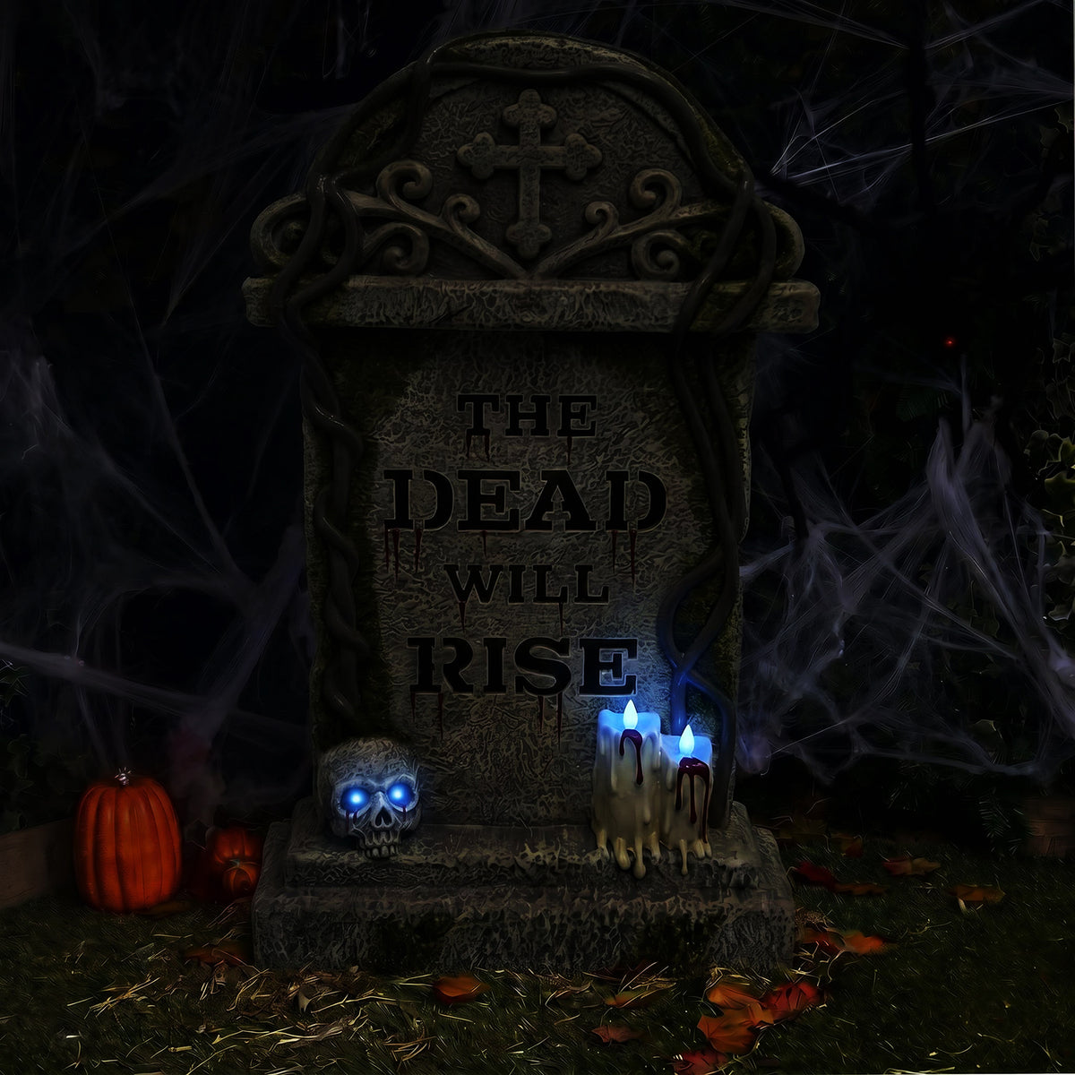 Halloween 3ft Gravestone Ornament with Multicoloured LED Lights