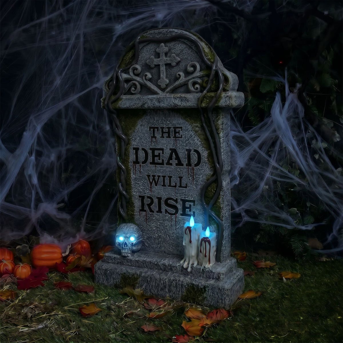 Halloween 3ft Gravestone Ornament with Multicoloured LED Lights