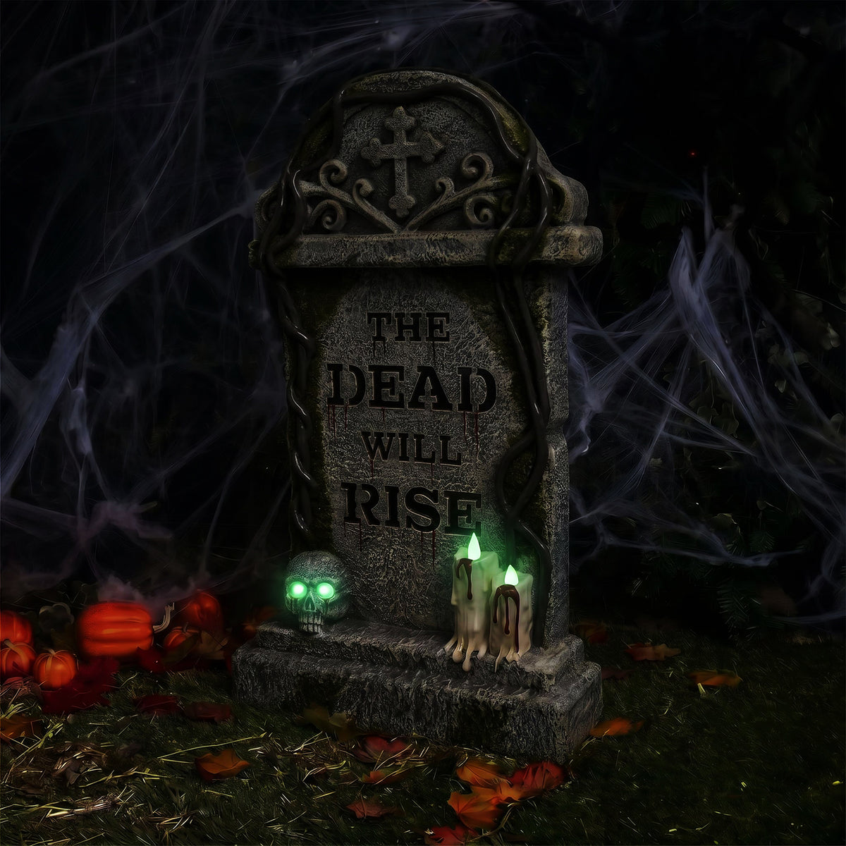 Halloween 3ft Gravestone Ornament with Multicoloured LED Lights