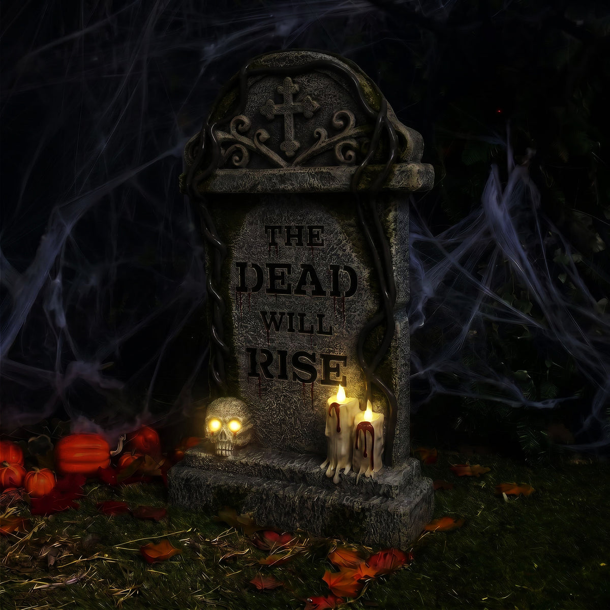 Halloween 3ft Gravestone Ornament with Multicoloured LED Lights