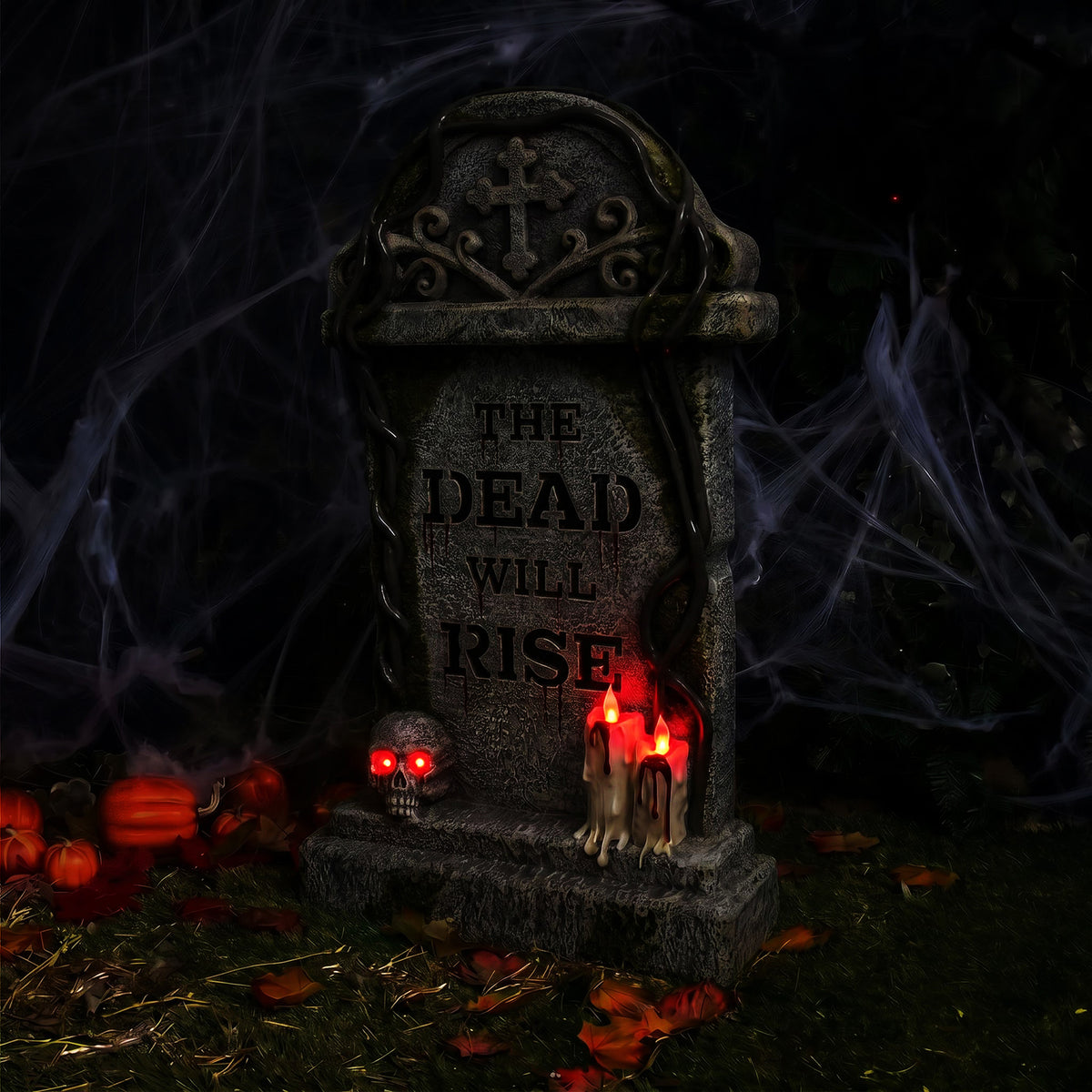 Halloween 3ft Gravestone Ornament with Multicoloured LED Lights