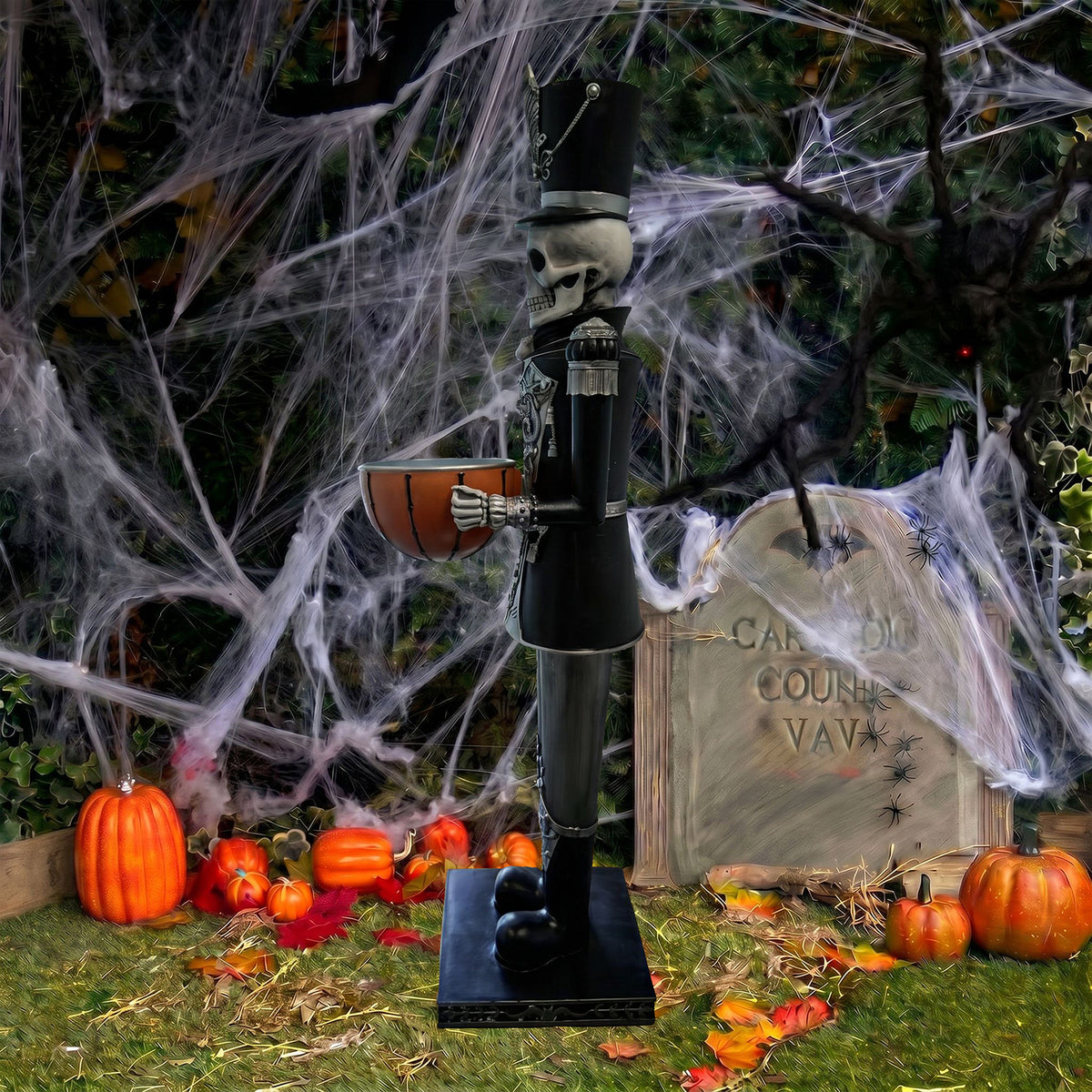 Halloween Skeleton 4ft Nutcracker with Bowl and Multicoloured LED Lights