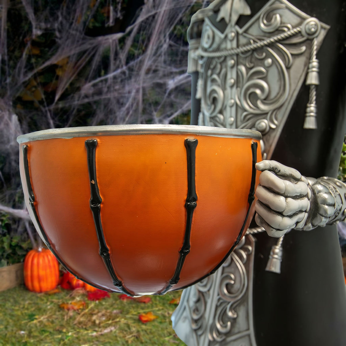 Halloween Skeleton 4ft Nutcracker with Bowl and Multicoloured LED Lights
