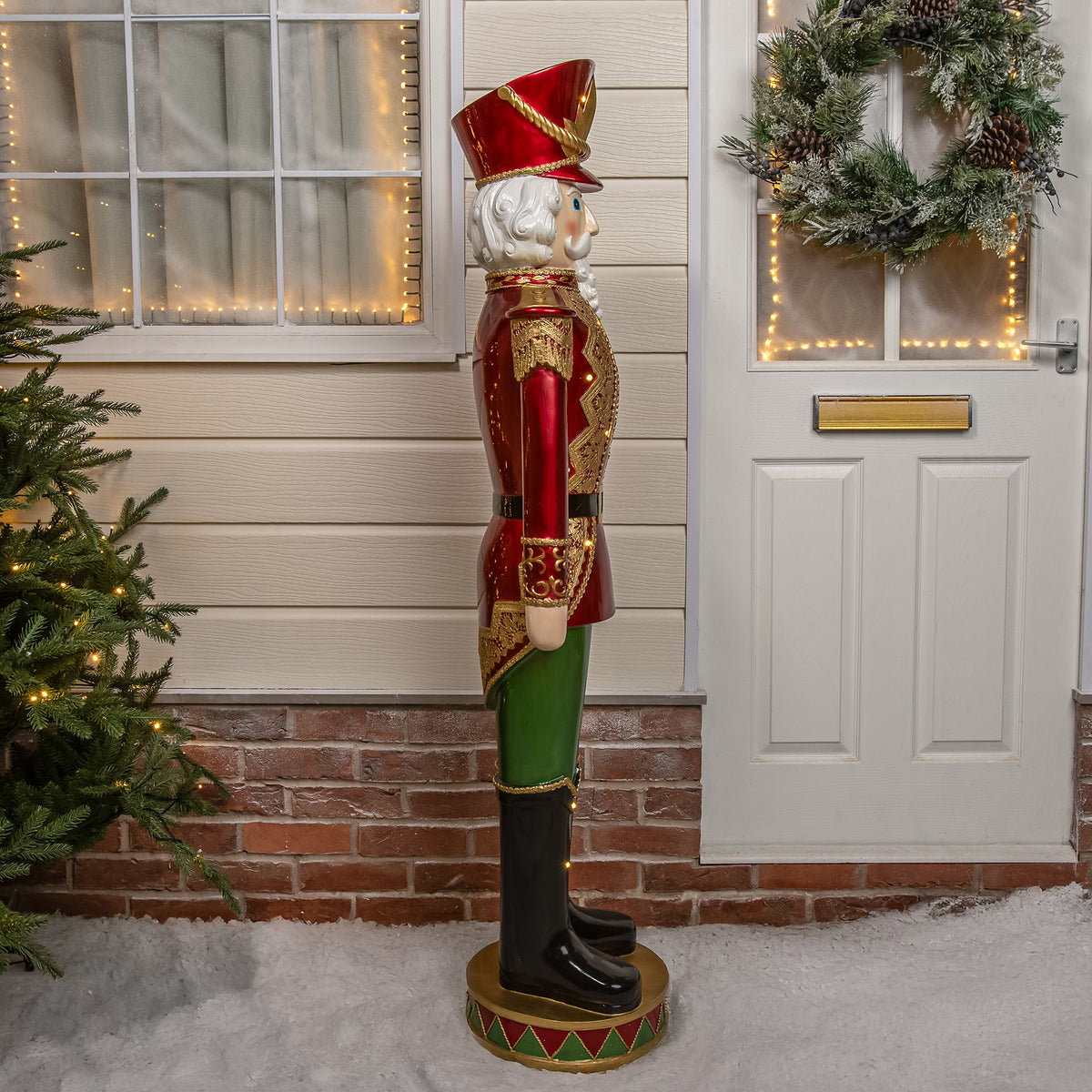 5ft Large Traditional Christmas Nutcracker Soldier - Red and Green with LED Lights