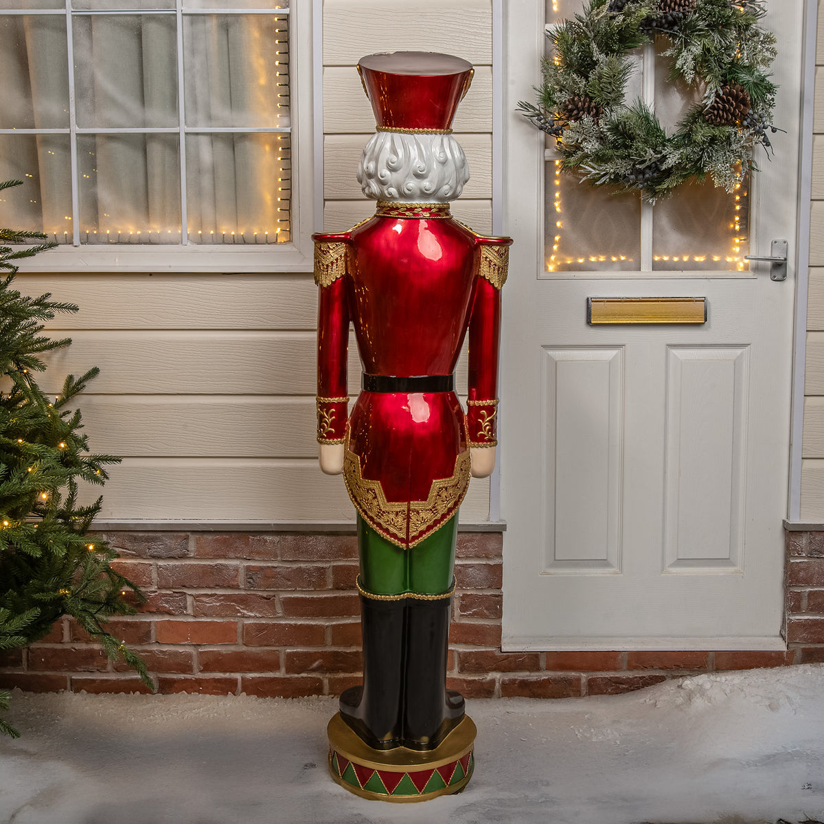 5ft Large Traditional Christmas Nutcracker Soldier - Red and Green with LED Lights