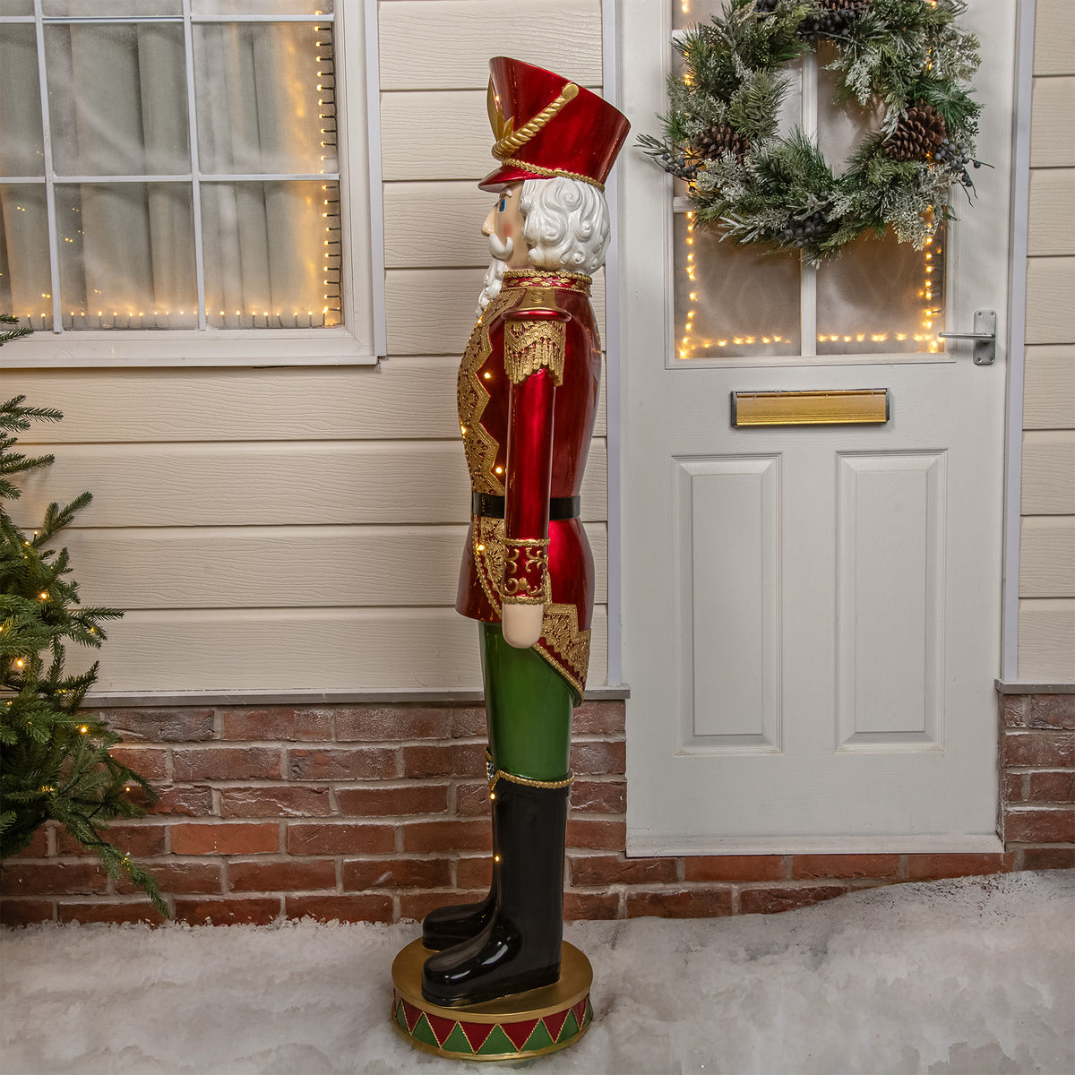 5ft Large Traditional Christmas Nutcracker Soldier - Red and Green with LED Lights