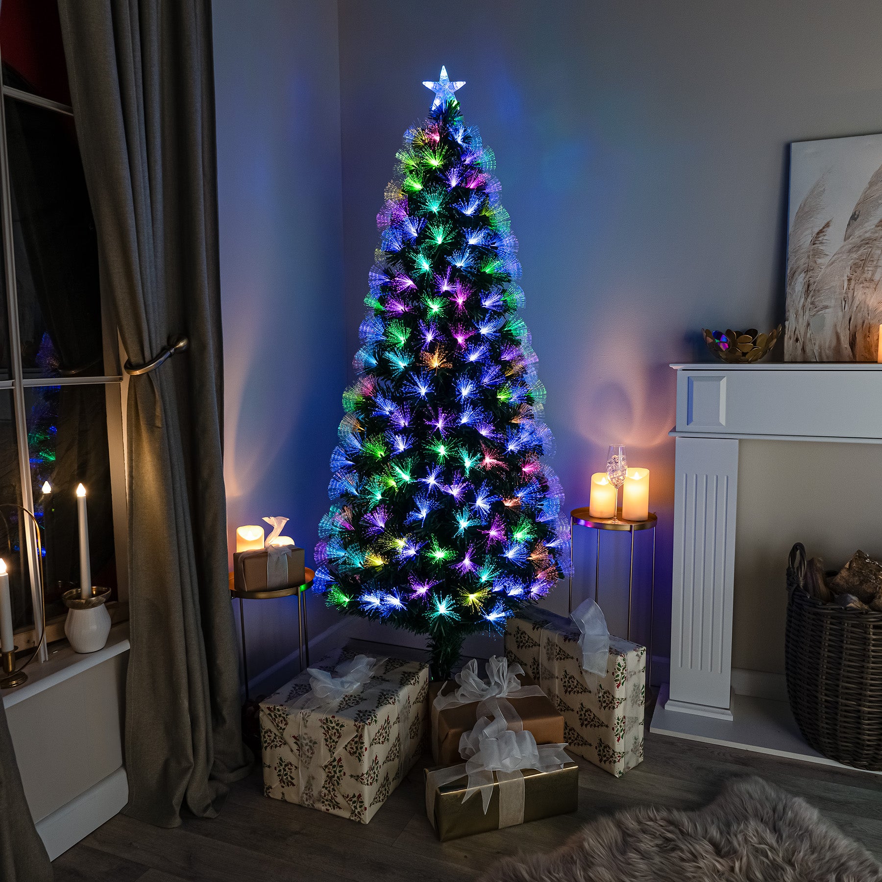 Fiber Optic Radiance 6' Green Spruce Artificial Christmas Tree with Multi-Color Lights main image 1