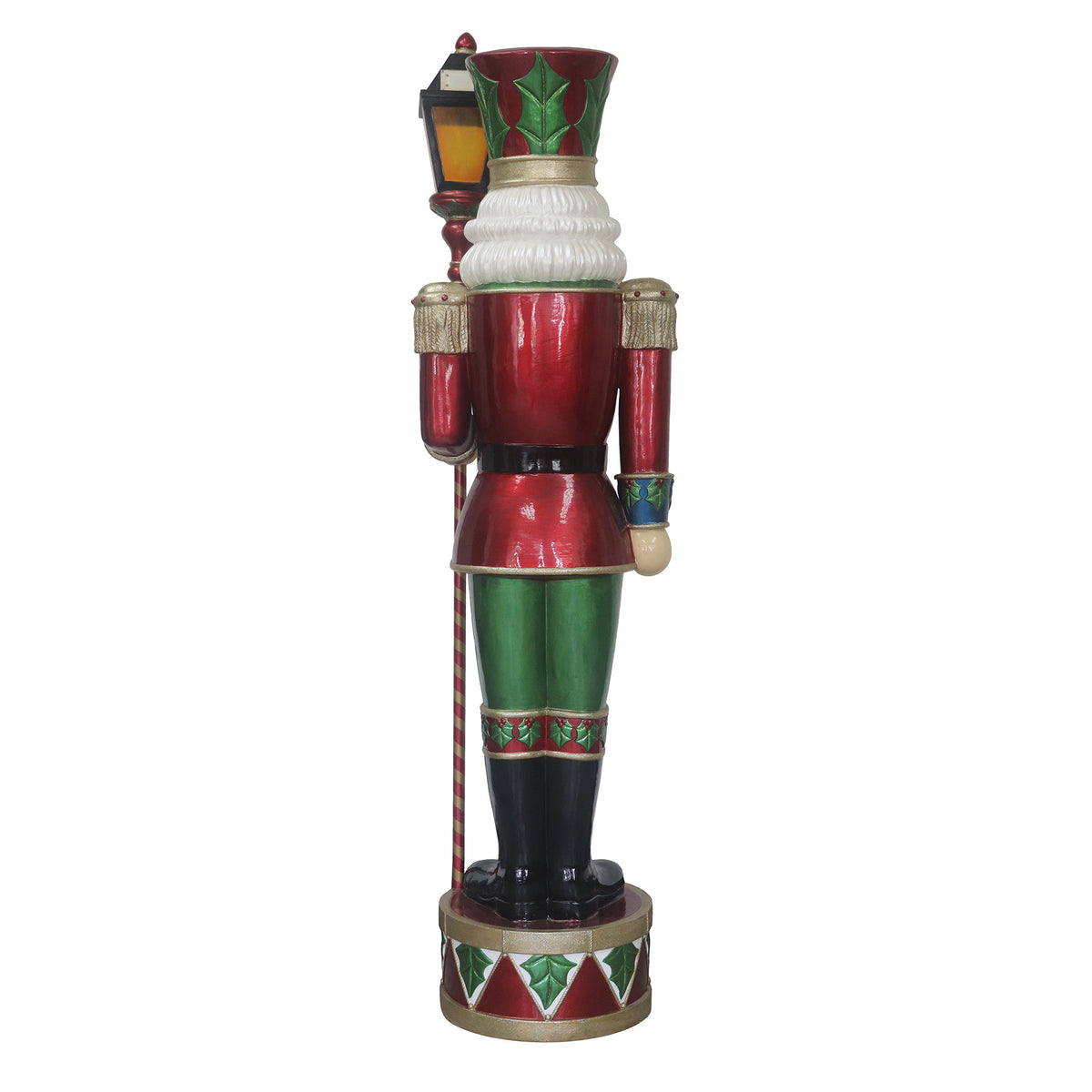 6ft Traditional Christmas Holly Nutcracker Soldier with LED Light Up Lantern