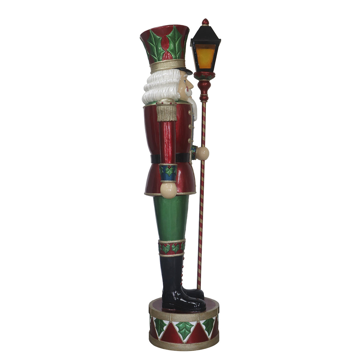 6ft Traditional Christmas Holly Nutcracker Soldier with LED Light Up Lantern