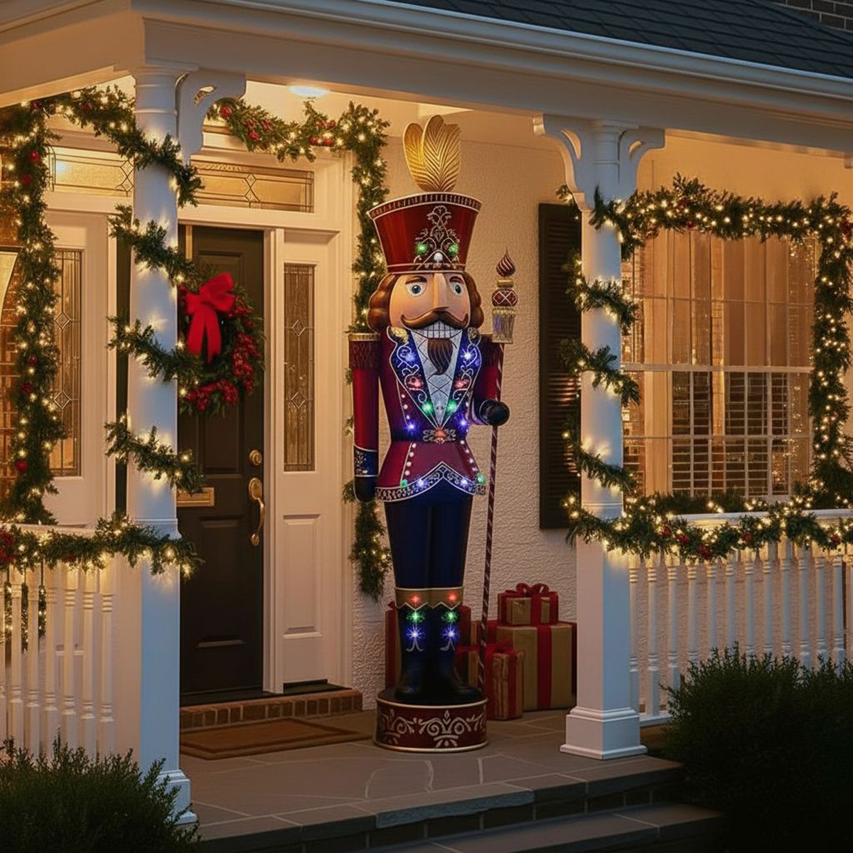 7.5ft Traditional Christmas Giant Nutcracker Soldier with LED Lights