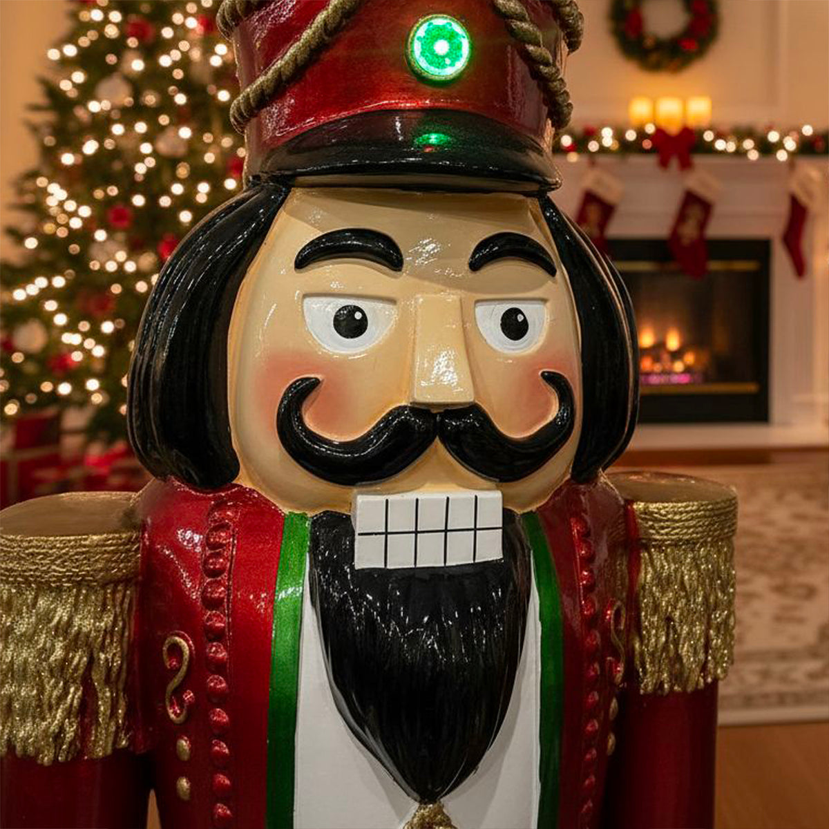 6.5ft Traditional Christmas Red Giant Nutcracker with Multi LED Lights