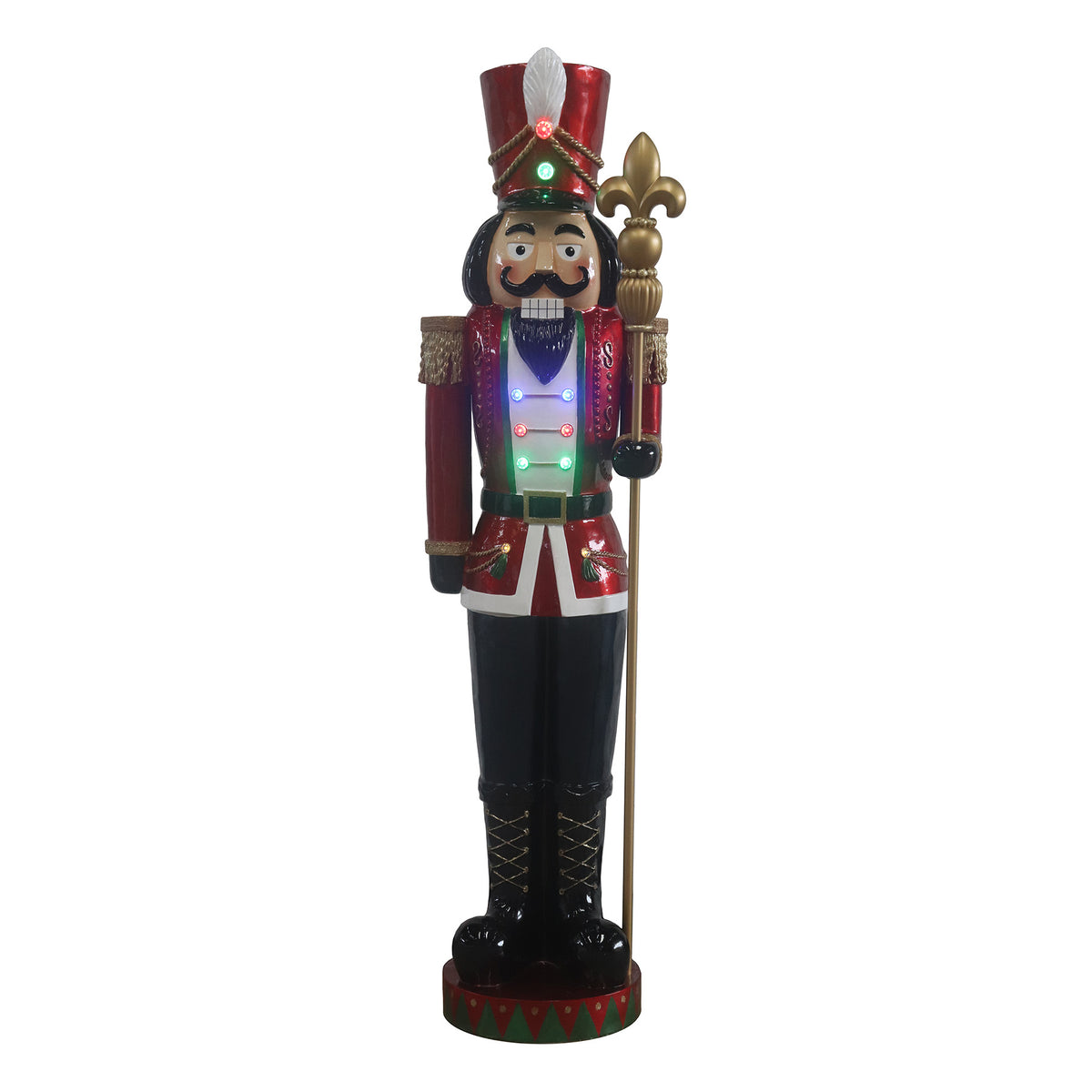 6.5ft Traditional Christmas Red Nutcracker with Multi LED Lights