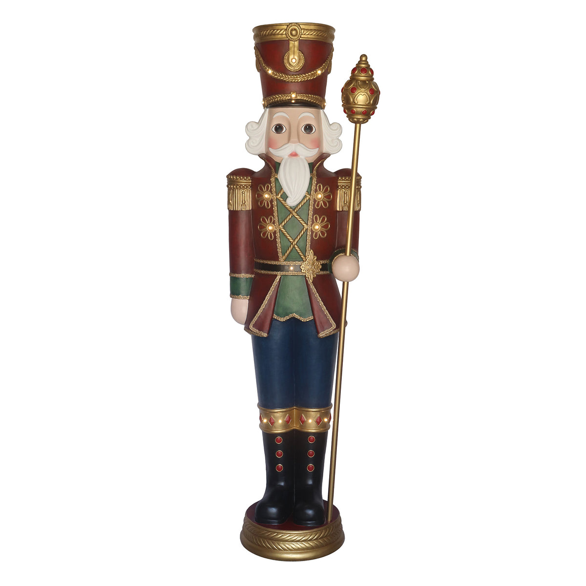 6ft Traditional Christmas Nutcracker Soldier Red Green and Blue with Warm White LED Lights
