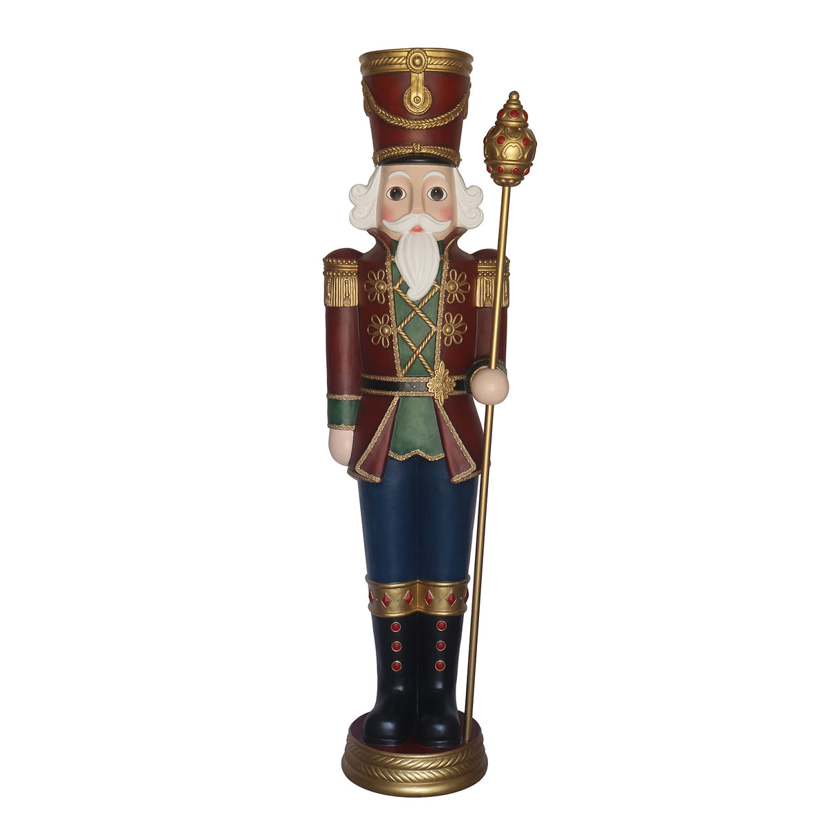 6ft Traditional Christmas Nutcracker Soldier Red Green and Blue with Warm White LED Lights