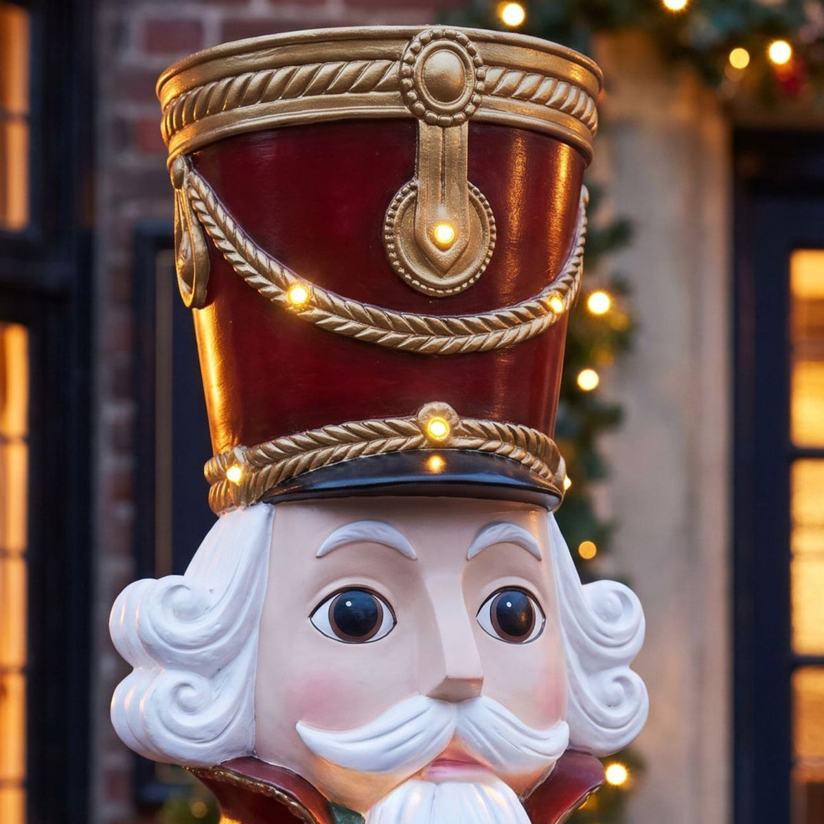 6ft Traditional Christmas Extra Large Nutcracker Soldier Red Green and Blue with Warm White LED Lights
