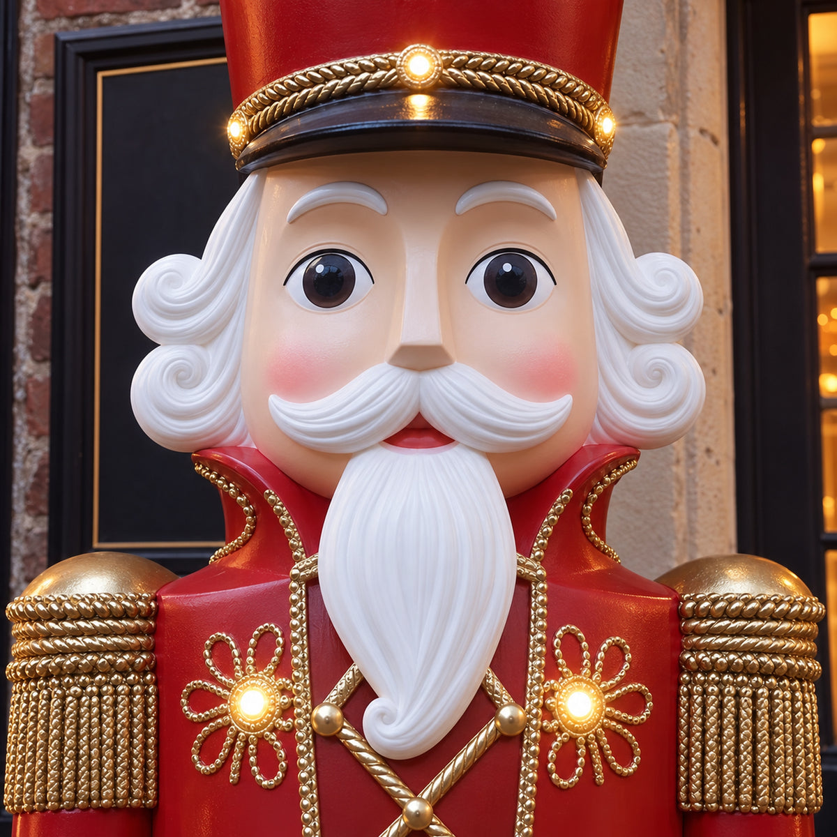 6ft Traditional Christmas Extra Large Nutcracker Matt Red with Warm White LED Lights