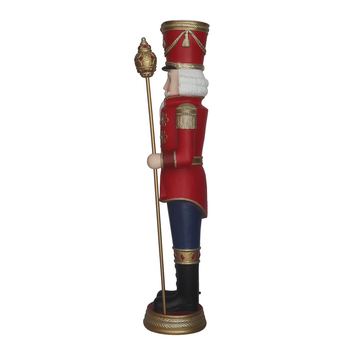 6ft Traditional Christmas Nutcracker Matt Red with Warm White LED Lights