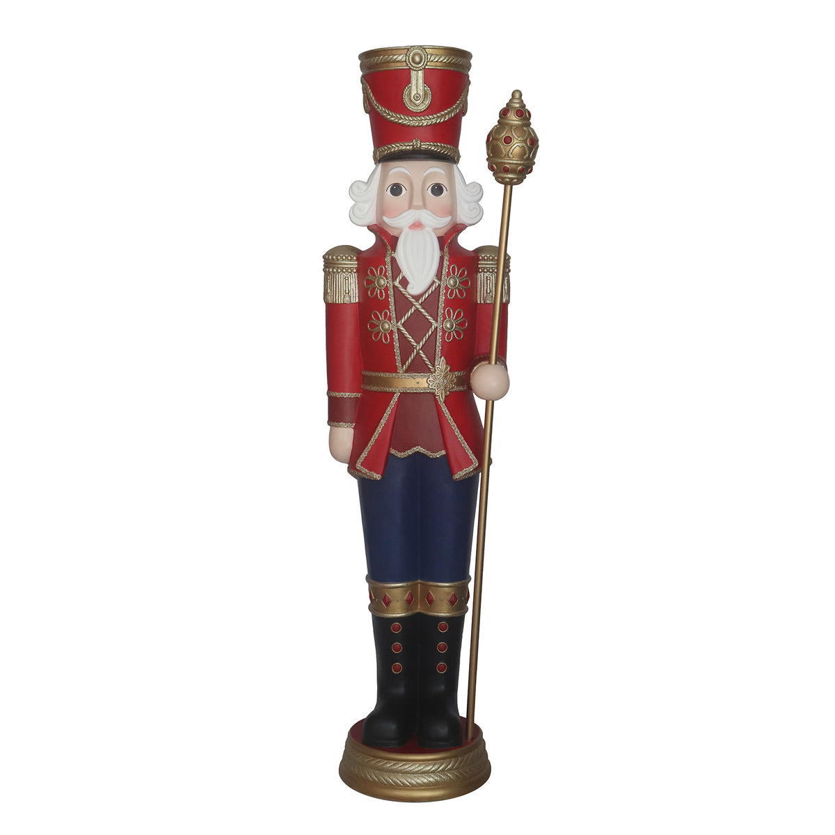 6ft Traditional Christmas Nutcracker Matt Red with Warm White LED Lights