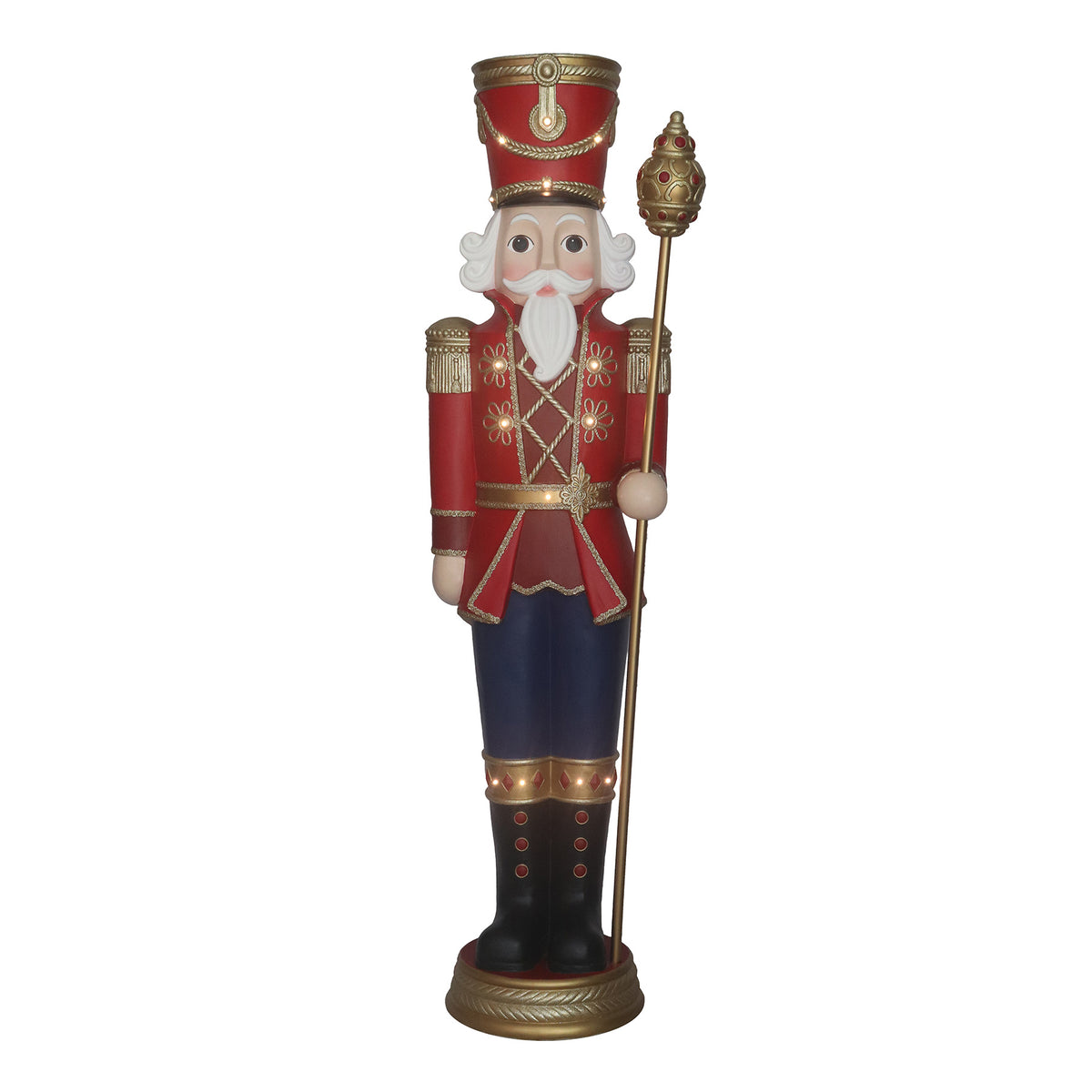 6ft Traditional Christmas Nutcracker Matt Red with Warm White LED Lights