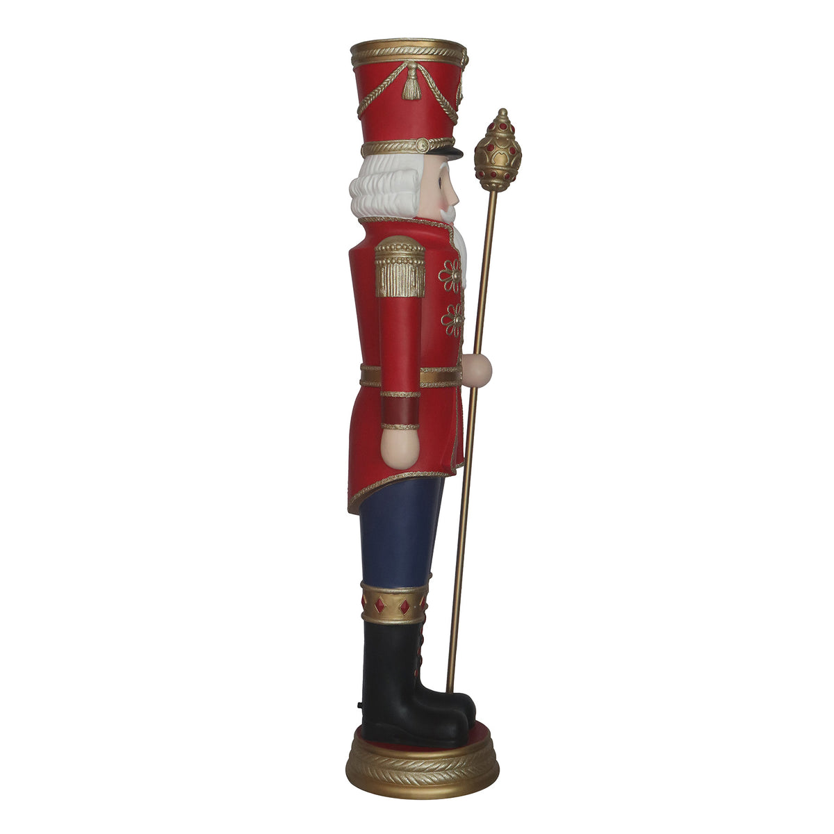 6ft Traditional Christmas Nutcracker Matt Red with Warm White LED Lights