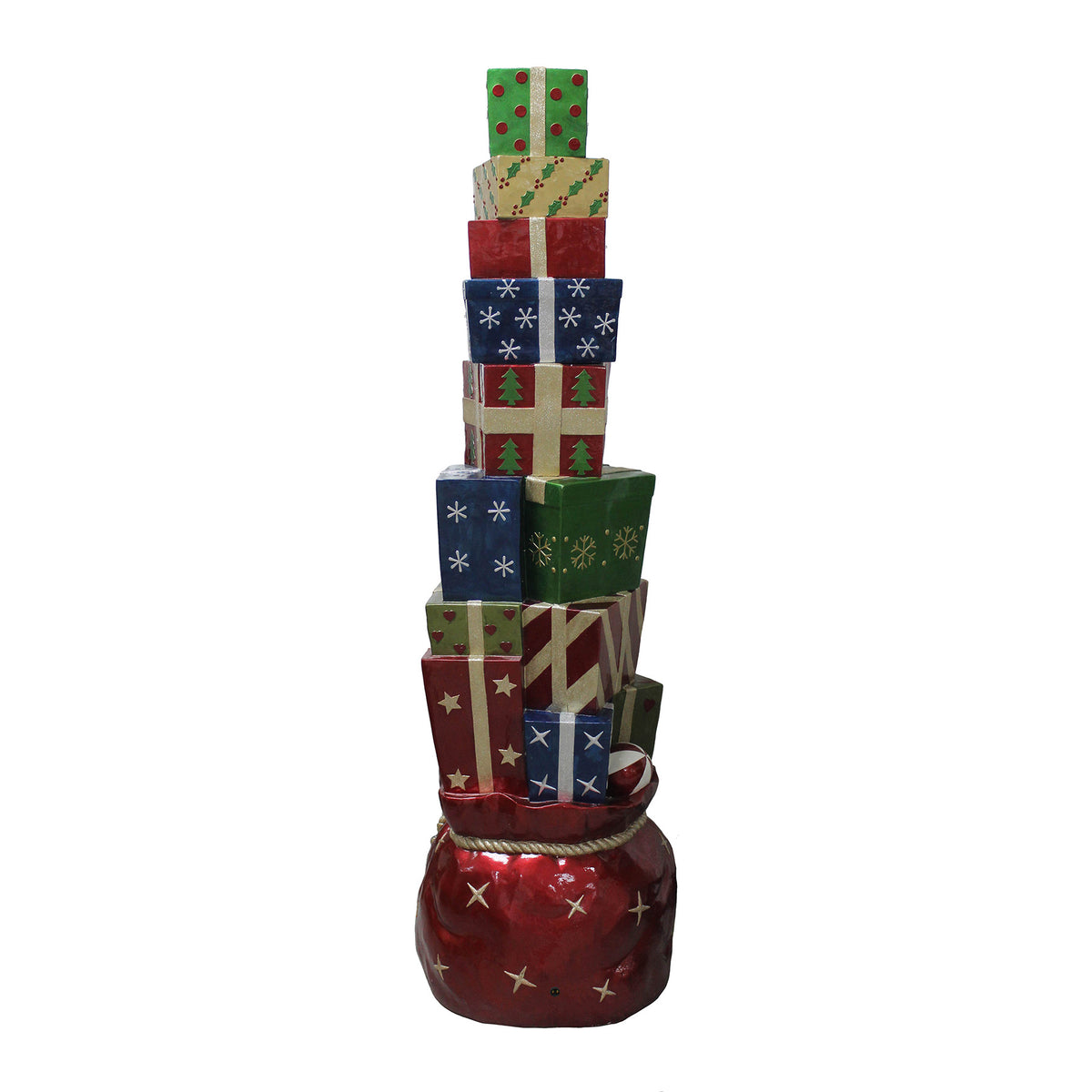 6ft Multi-Coloured Christmas Present Stack with LED Lights