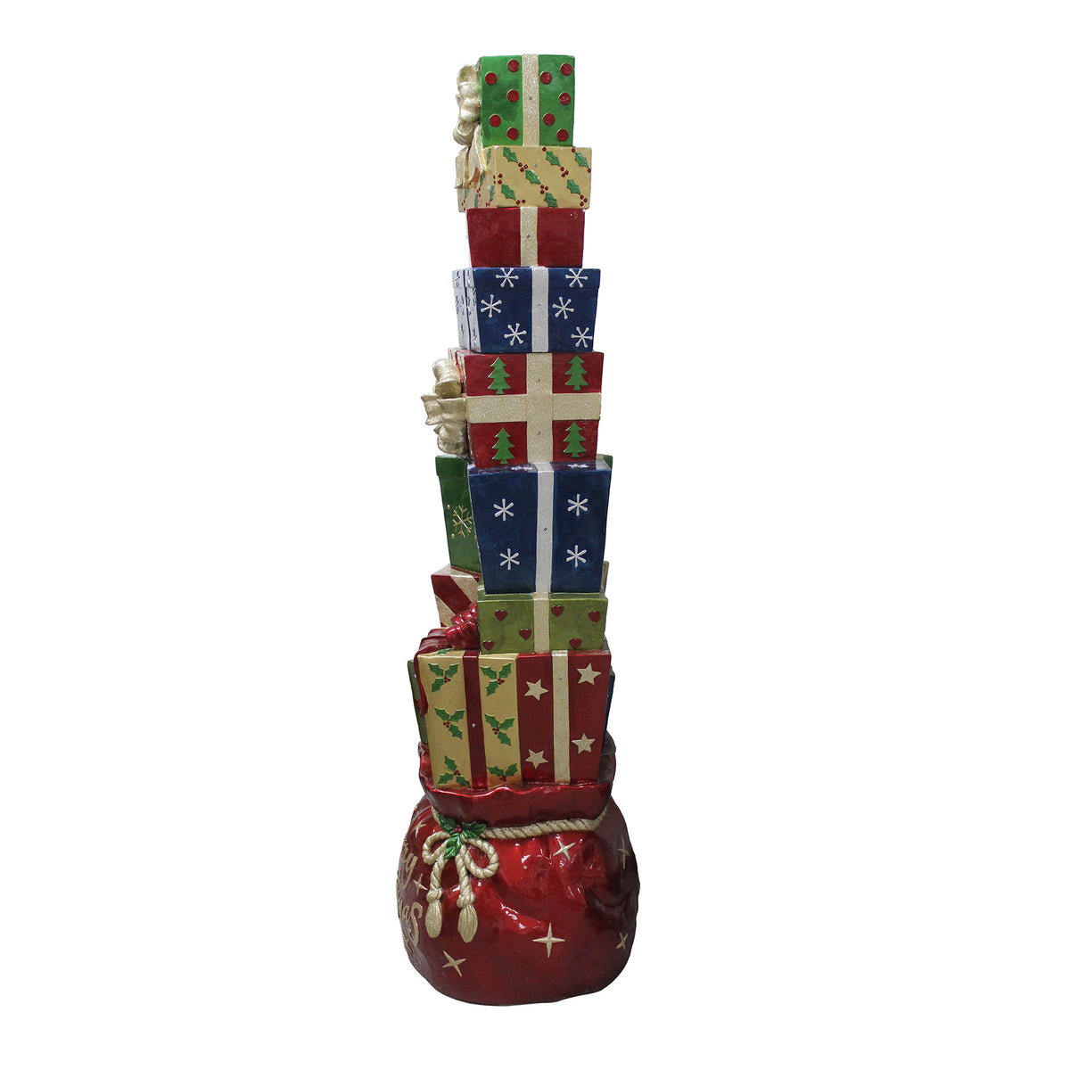 6ft Multi-Coloured Christmas Present Stack with LED Lights
