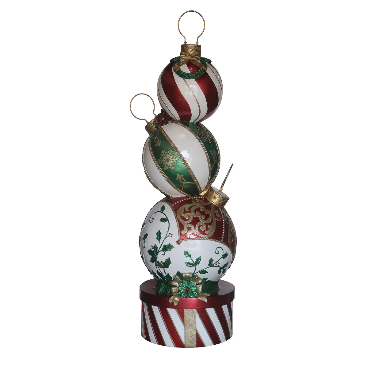 5ft Multi-Coloured Christmas Bauble Stack with Multicoloured LED Lights