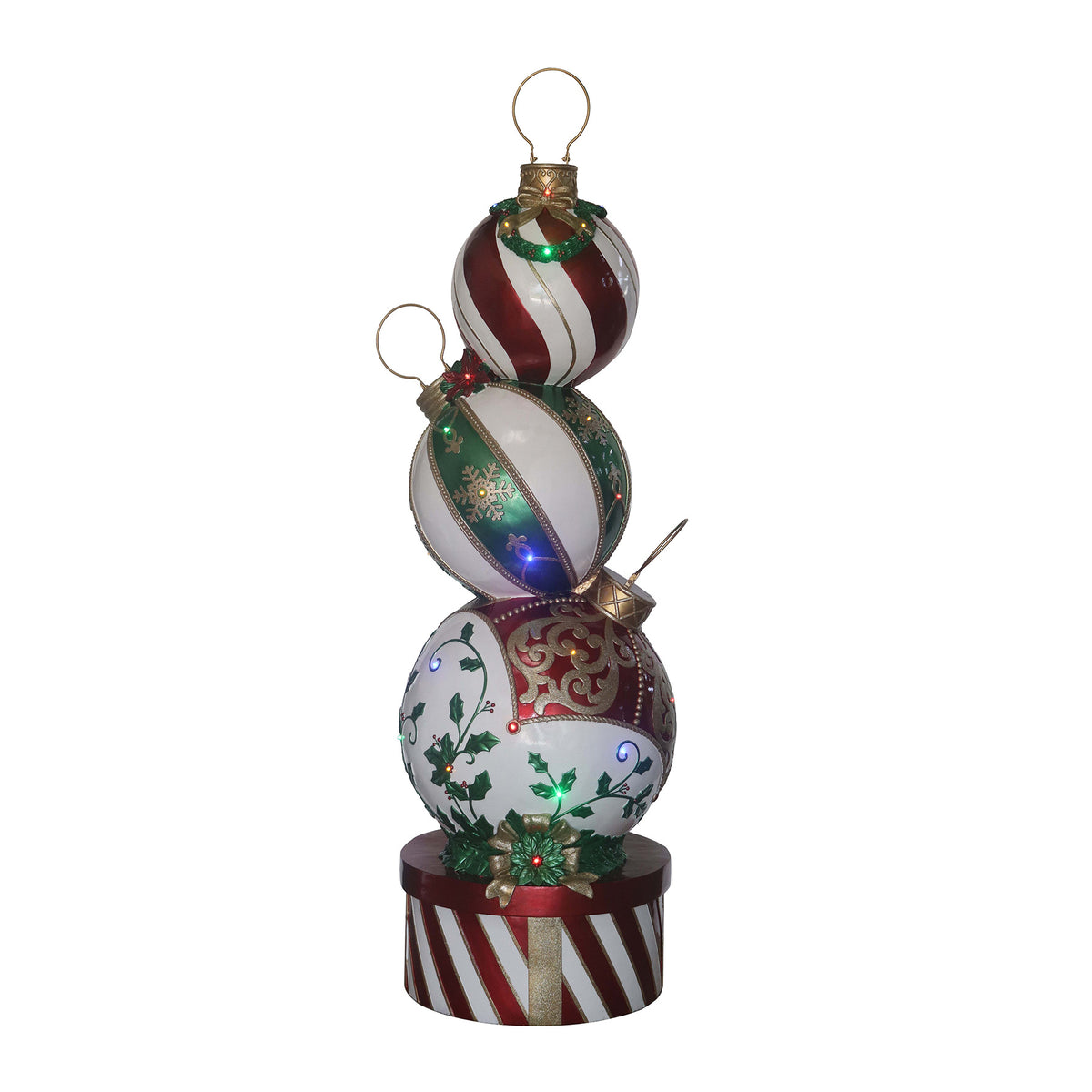 5ft Multi-Coloured Christmas Bauble Stack with Multicoloured LED Lights