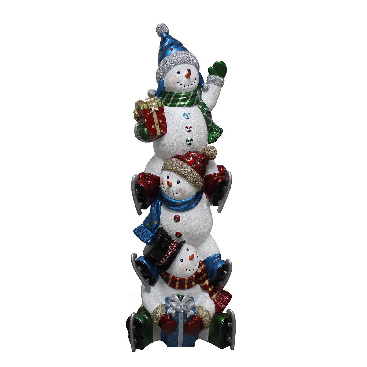 5ft Christmas Snowman Stack with Multicoloured LED Lights