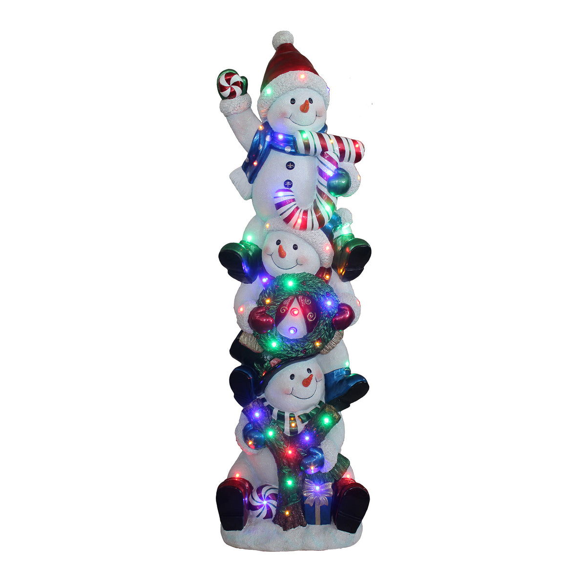 5ft Christmas Joy Snowman Stack with Multicoloured LED Lights