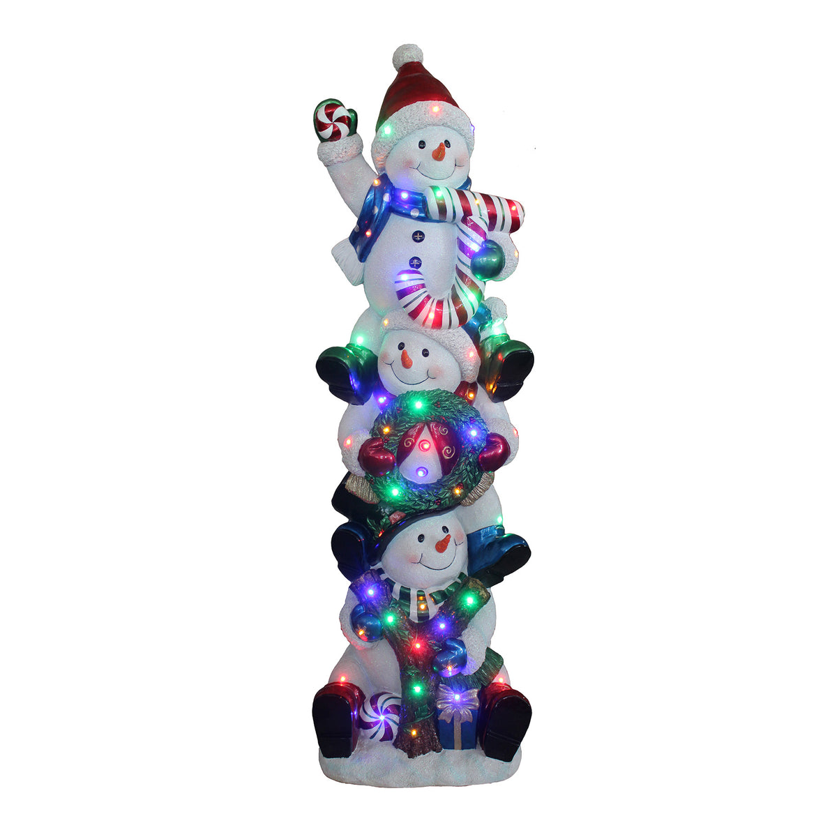 5ft Christmas Joy Snowman Stack with Multicoloured LED Lights