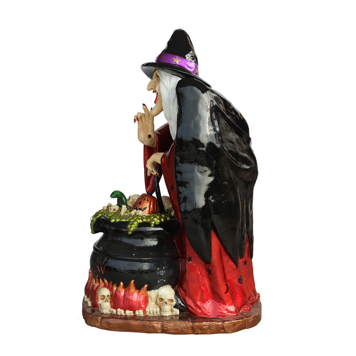 4ft Traditional Halloween Witch and Cauldron Figure with LED Lights