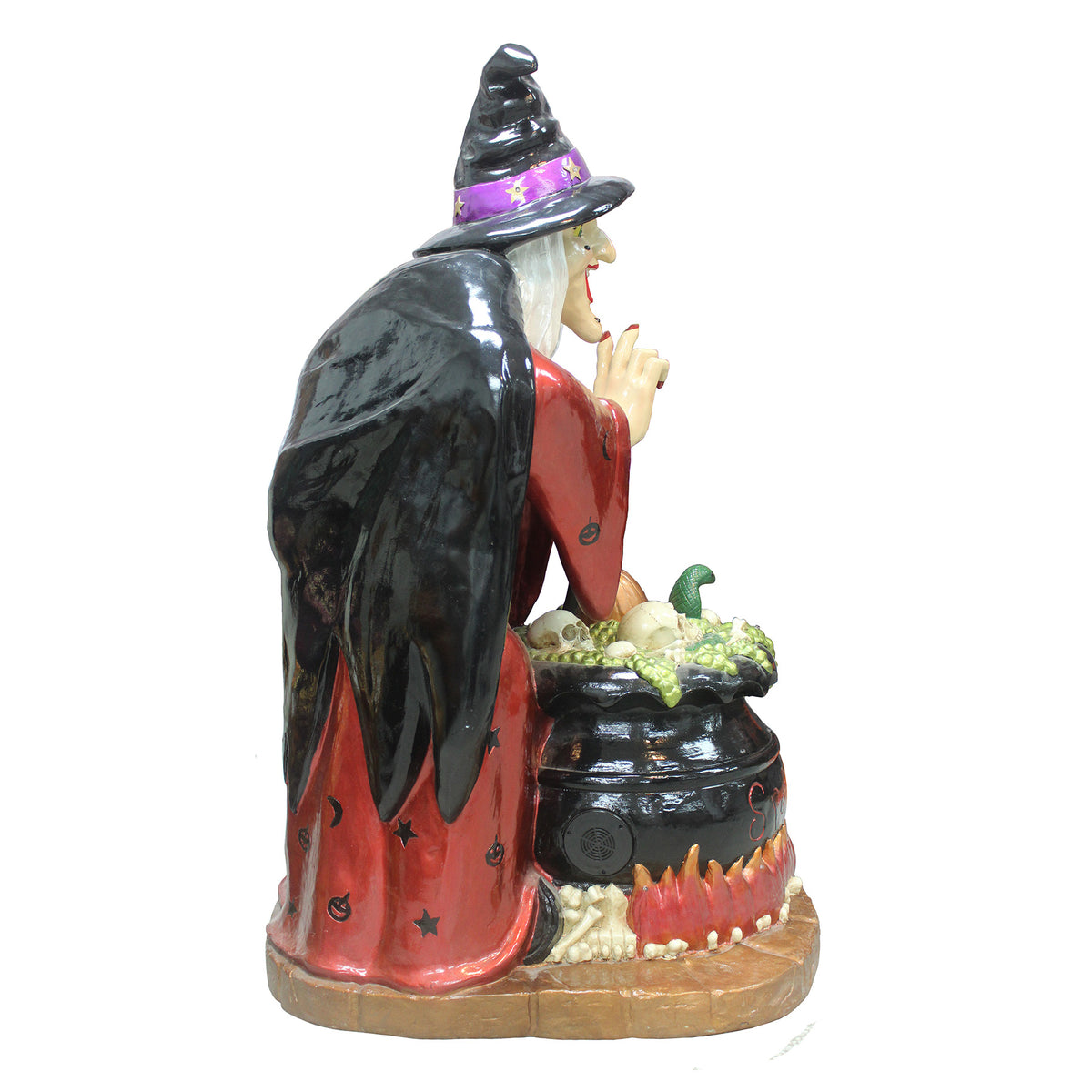 4ft Traditional Halloween Witch and Cauldron Figure with LED Lights