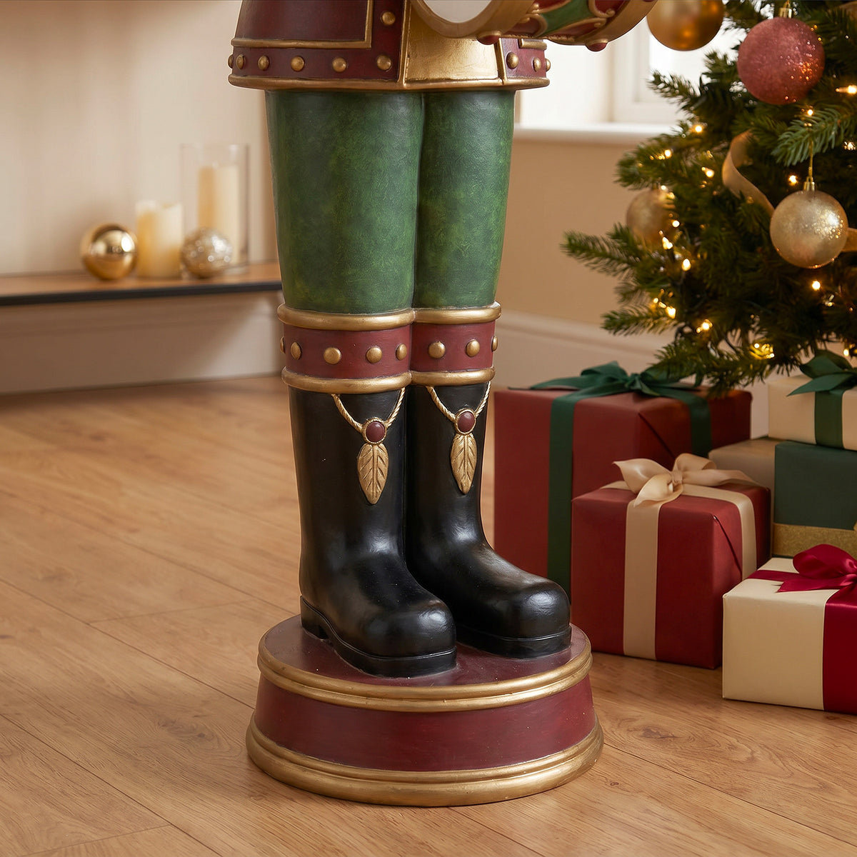 4.5ft Traditional Christmas Nutcracker Drummer with Warm White LED Lights