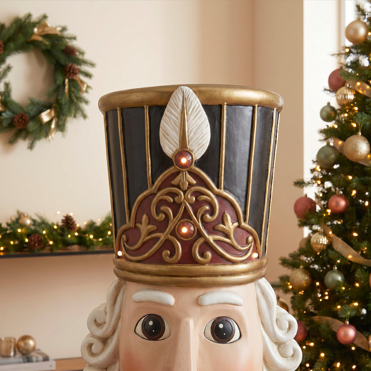 4.5ft Traditional Christmas Nutcracker Drummer with Warm White LED Lights