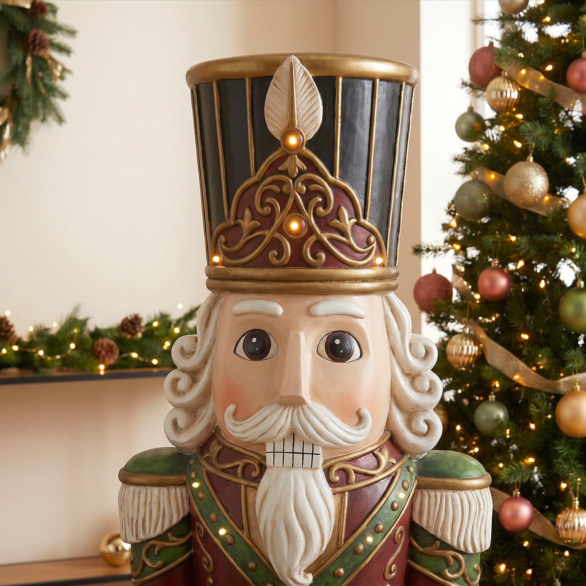 4.5ft Traditional Christmas Nutcracker Drummer with Warm White LED Lights