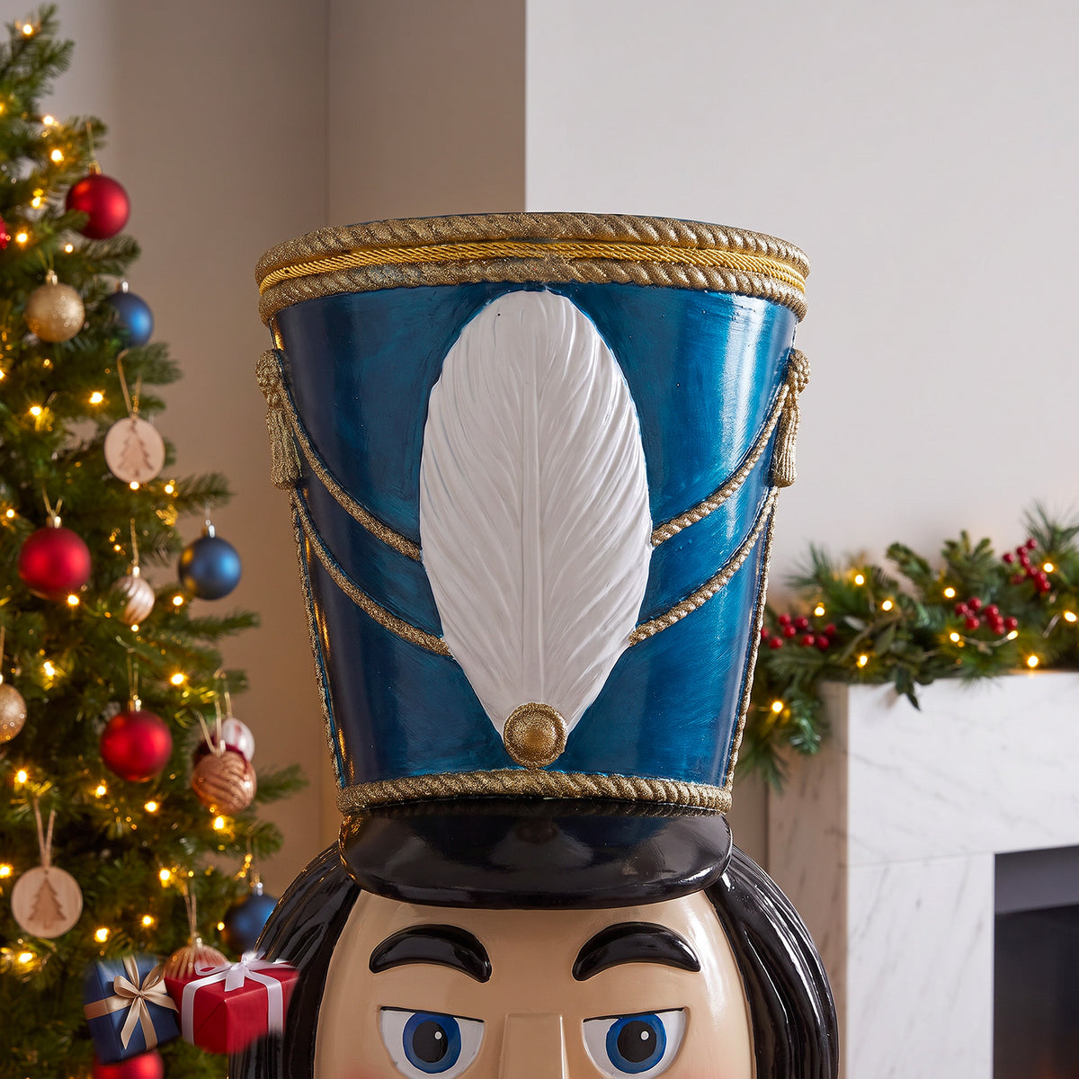 6ft Traditional Christmas Nutcracker Red White & Blue with Warm White LED Strip Lights