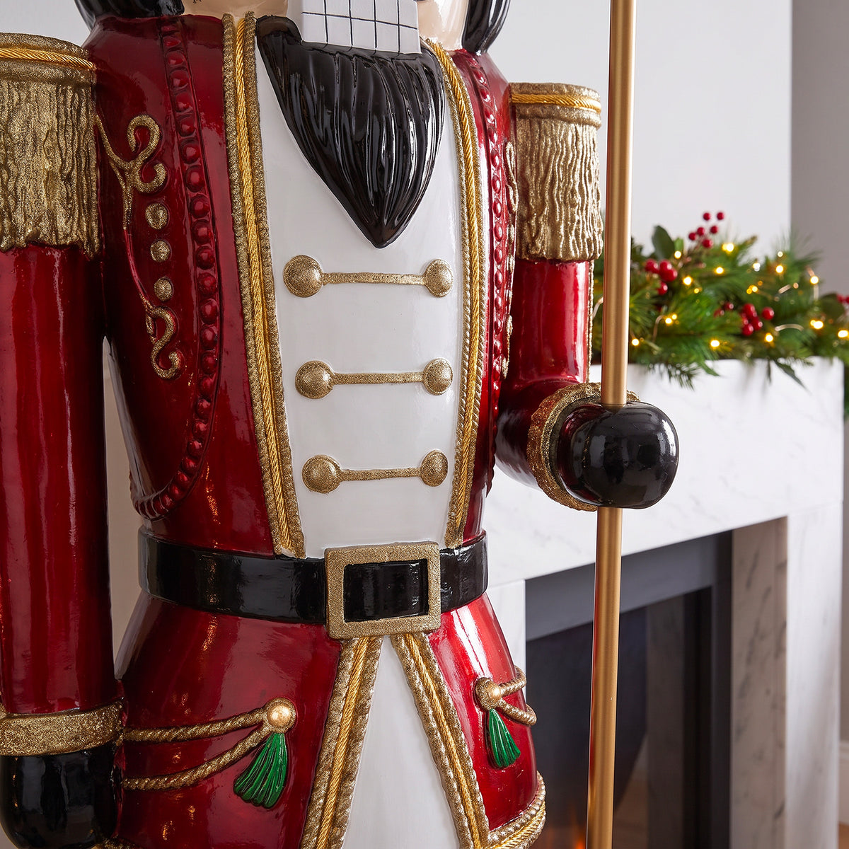 6ft Traditional Christmas Nutcracker Red White & Blue with Warm White LED Strip Lights