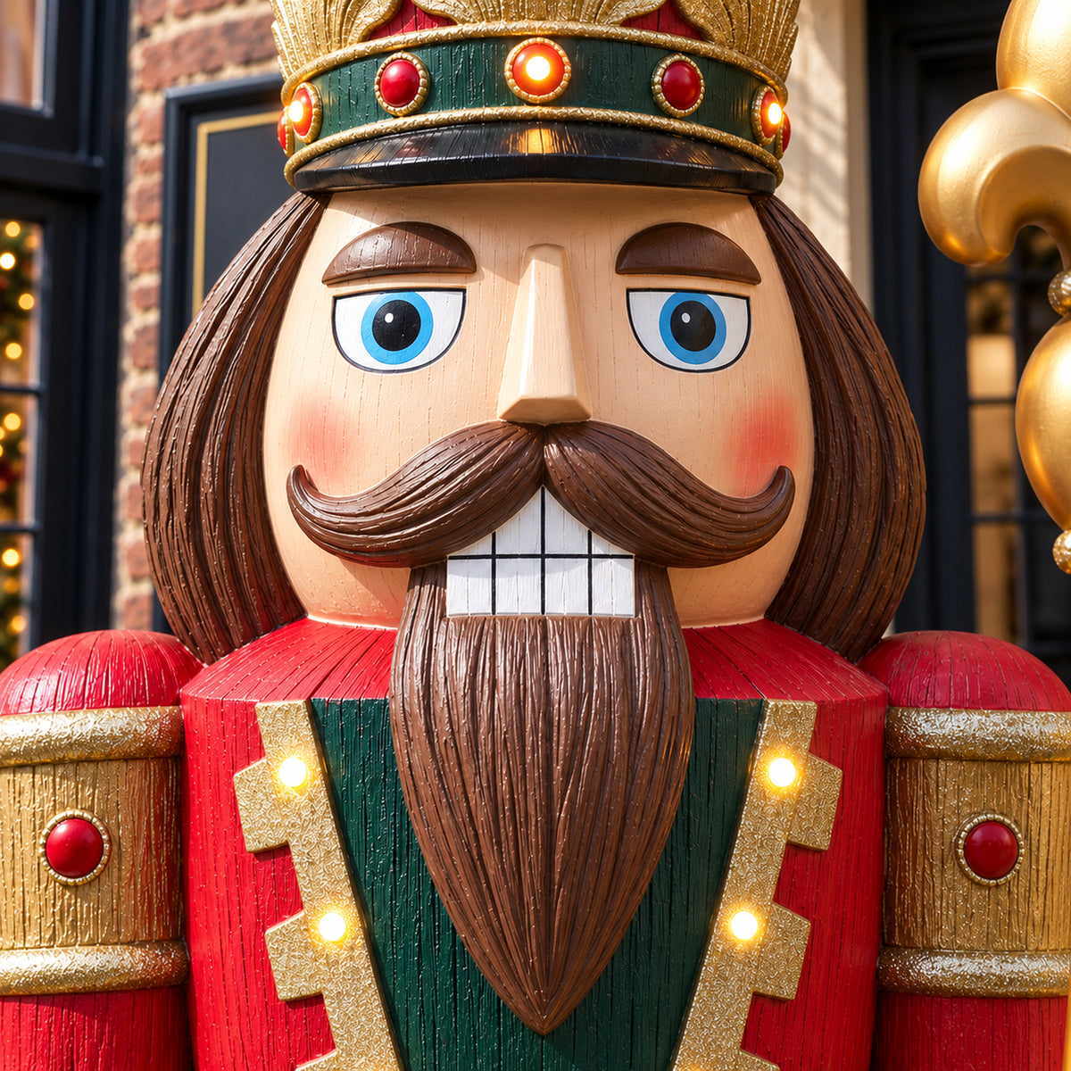 6ft Traditional Wood Effect Extra Large Christmas Nutcracker with Warm White LED Lights