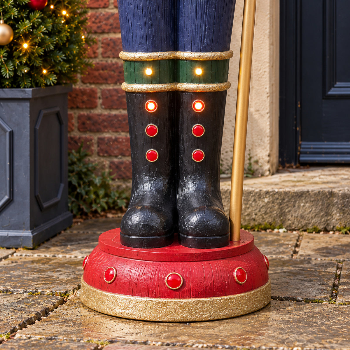 6ft Traditional Wood Effect Extra Large Christmas Nutcracker with Warm White LED Lights