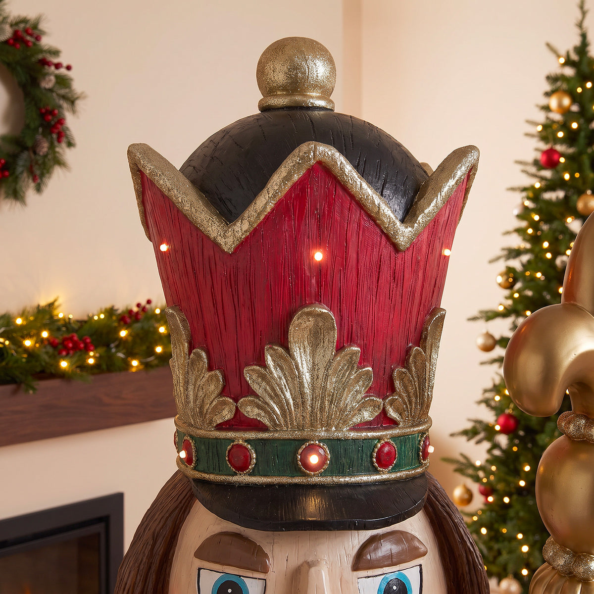 6ft Traditional Wood Effect Christmas Nutcracker with Warm White LED Lights