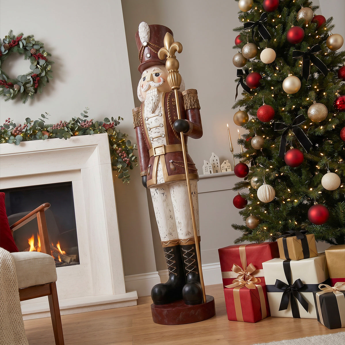 6ft Traditional Vintage Christmas Nutcracker with Antique Effect and added Jewels