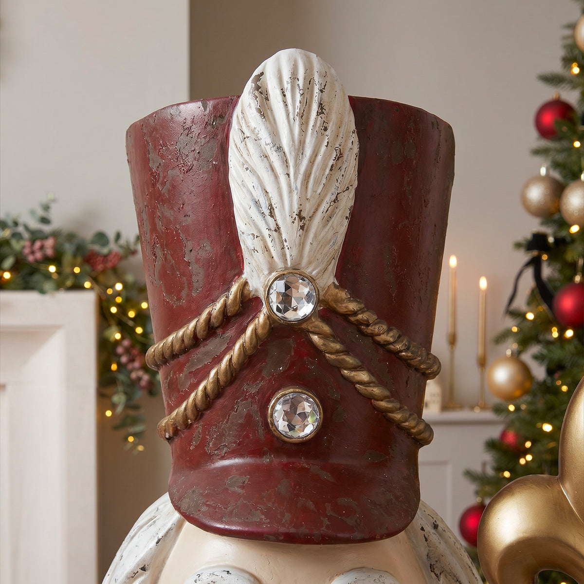 6ft Traditional Vintage Christmas Nutcracker with Antique Effect and added Jewels
