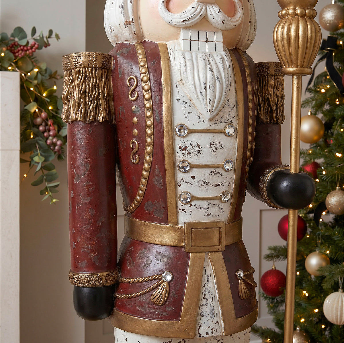 6ft Traditional Vintage Christmas Nutcracker with Antique Effect and added Jewels