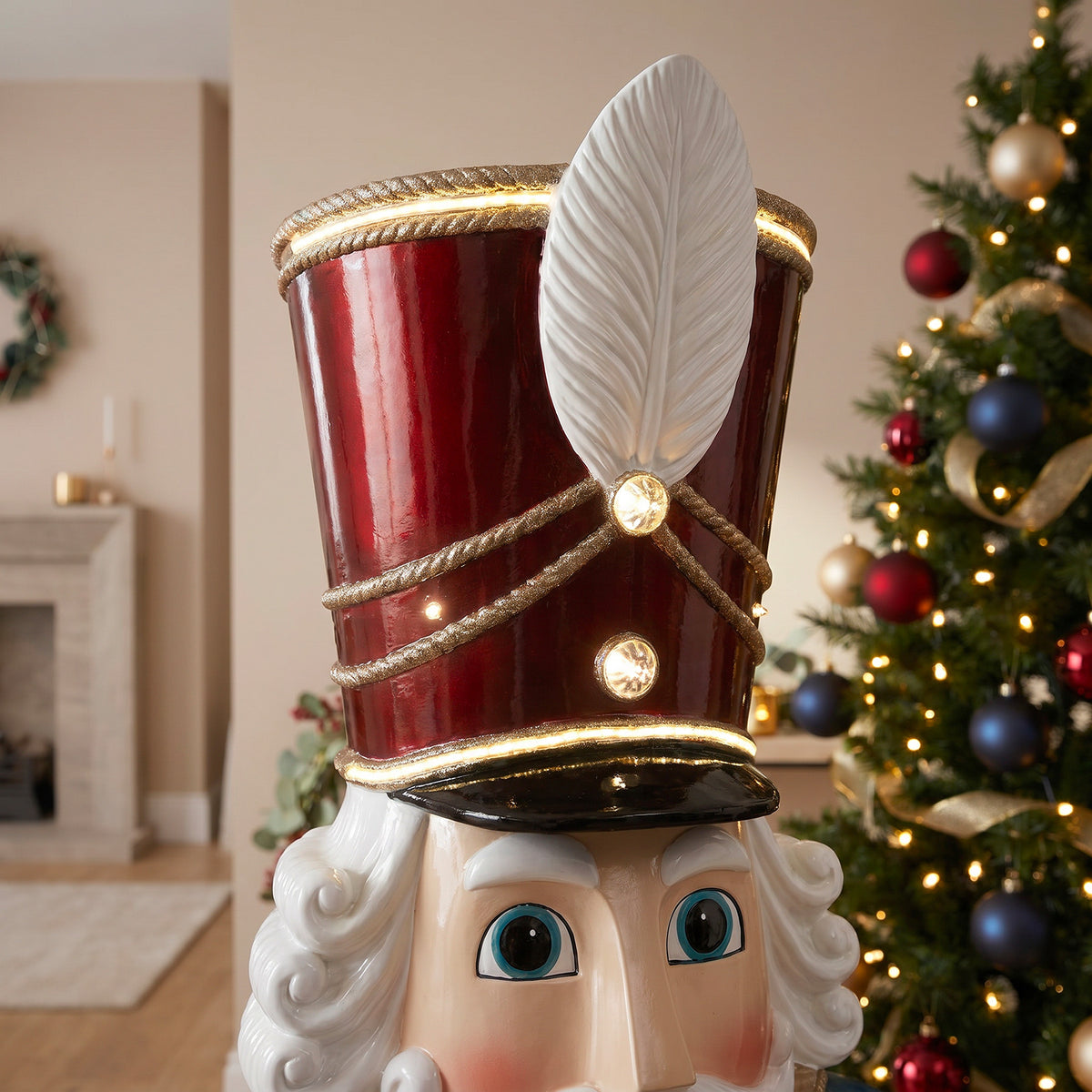 6ft Traditional Christmas Nutcracker Guard Red with Warm White LED Strip Lights